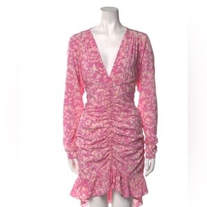 Isabel Marant Elegant Pink Floral Silk Knee length dress